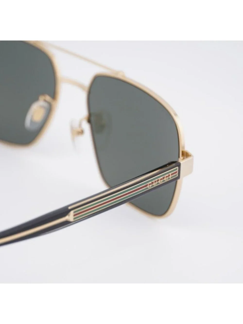 Gucci GG0529S 001 Sunglasses Gold with Black Square Frame, Grey Lenses